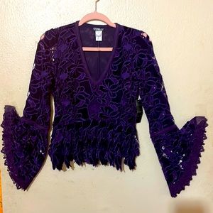 Beautiful  lace  , velvet purple blouse